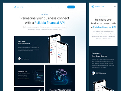 Sophtron - Product page of finance & crypto payment API - Live 🎉 api app design interface landing page layout mobile payment responsive ui ux website whitespace