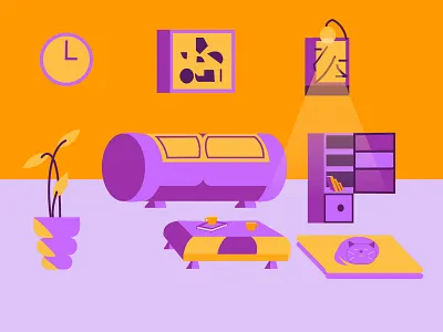 Living room 2d animation 2danimation @animation aftereffects animated gif animation cat couch design illustration illustrator livingroom logo motion planting table vector