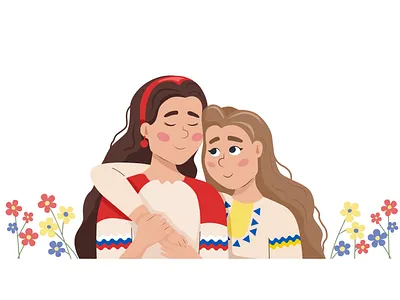 Two girls hug each other. crisis