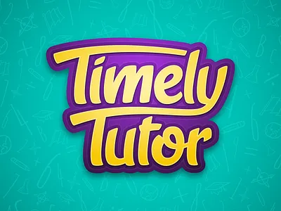 Timely Tutor brand children logo pattern purple teal vector yellow