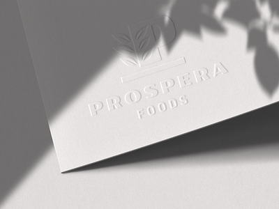 Prospera Foods blind emboss branding emboss flour food food brand icon leaf logo design print typography