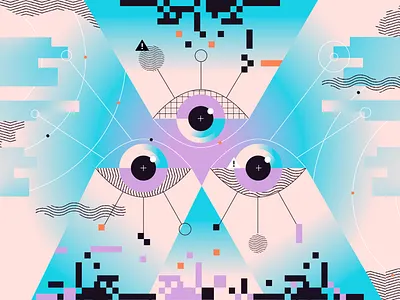 The five-minute feedback fix code coding cyber data editorial eye feedback ilustration pixel system testing virtual