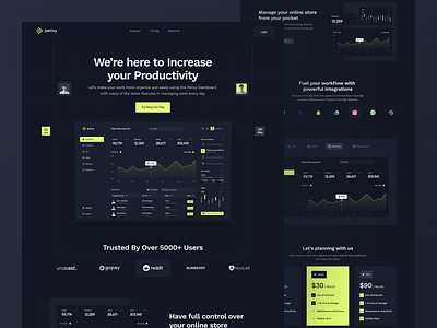 Penxy Landing Page dark dark mode dashboard dashboard page graphic landing landing page landing page ui ui ui design