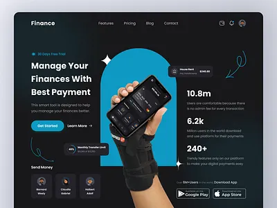 Hero Section - Finance bank banking banking website credit card daily finance digital banking finance finance website financial fintech hero header hero section investment management modern design payment transaction ui design ux design web design