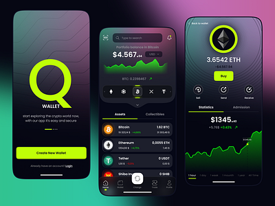 Q Wallet app crypto crypto app crypto wallet design interface nft ui ux wallet app web design