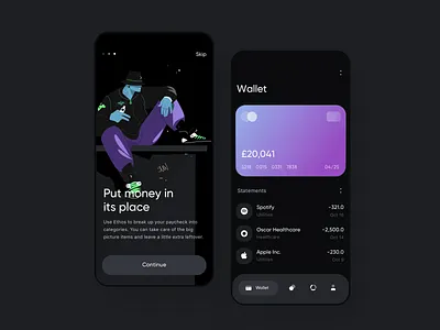 Ethos wallet app design graphic design illustration typography ui ux vector