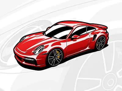 Red Porsche 911 Turbo S 2021 911 art auto automotive automotive design car car art car drawing car illustration design drawing graphic design illustration logo porsche turbo turbo s vector