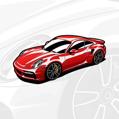 Red Porsche 911 Turbo S 2021 911 art auto automotive automotive design car car art car drawing car illustration design drawing graphic design illustration logo porsche turbo turbo s vector