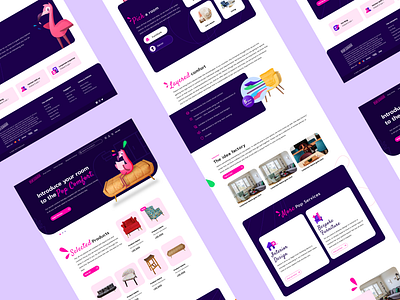 PopCouch - Ecommerce Homepage branding design ecommerce flamingo furniture graphic design homepage illustration mascot sofa static page ui ux vector website