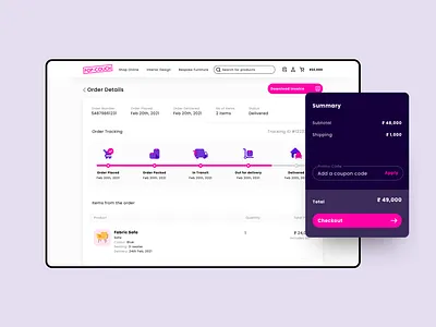 Order Tracking - Furniture eCommerce Website branding cart checkout design ecommerce graphic design illustration logo order tracking ui ux vector visual design website