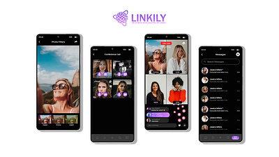 Linkily Social Media App 3d animation app app development app screens branding custom dashboard design gaming graphic design illustration logo motion graphics social media trending ui