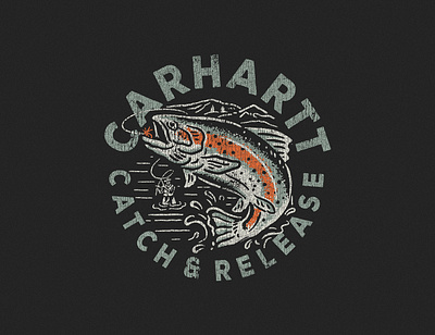 CARHARTT - CATCH & RELEASE artwork handrawn illustration logo vintage vintage logo