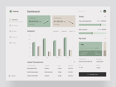 Duitman - Financial Dashboard bank card clean dashboard design finance finance dashboard finances financial financial app financial dashboard fintech money ui uidesign ux wallet website