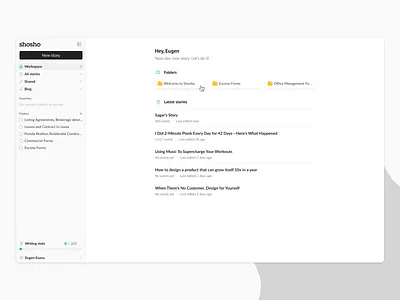 Workspace blog bloggin document folder folders google doc grammar homepage side nav side navigation sidebar story text text editor word workspace write writer writing wysiwyg