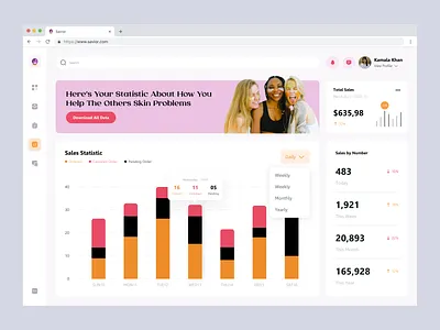 Savior🔮 • Sales Dashboard beauty branding cart dashboard dashboard design design minimal sales sales dashboard seller seller dashboard skincare statistic ui ux web design