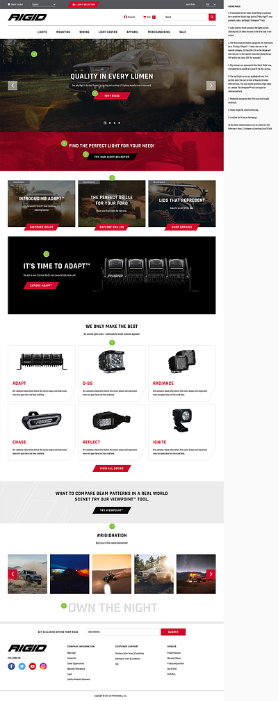 Rigid Industries Home Page Design branding design graphic design ui ux