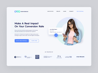 Konversio Web Design clean conversion conversion rate digital marketing hero design illustration konversio landing page marketing agency modern top click ui unfold web design