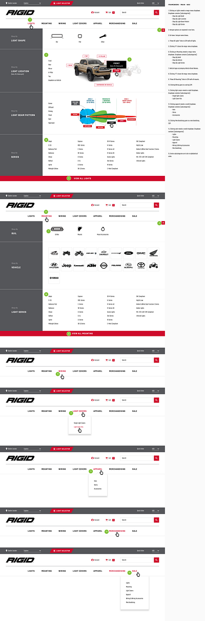 Rigid Industries Navigation branding design graphic design ui ux