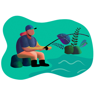 Fishing Flat Design catch