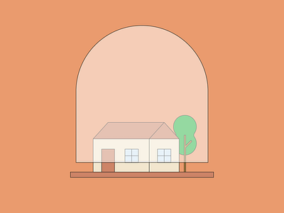 Protected House after effect build building cartoon case design flat gif glass home house illustration minimal motion design protect safe save tree