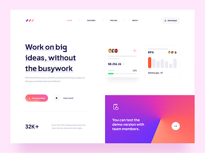 Task Management - Landing Page concept design hero landing page minimal task task management task manager tasks tool ui uidesign website