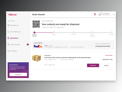 Order Details Page ui ux web design