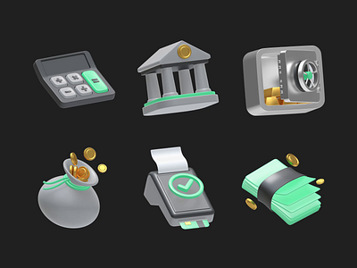 Finance and Banking 3D Icons 3d 3d icons banking blender design figma finance icon minimal money set web