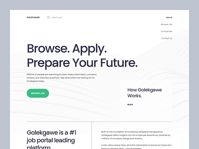 Golekgawe, Job Portal Landing Page Animation animation features interaction job job portal job sekeer jobstreet landing page motion graphics platform recruiter seeker ui user experience user interface ux web web page website work