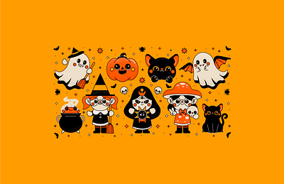 Spooky Time 🎃 2d art character design creepy cute flat ghost halloween holiday illustration monsters pumpkin spooky trick or treat vector vector art