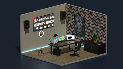 Streamer's room 3d blender design illustration