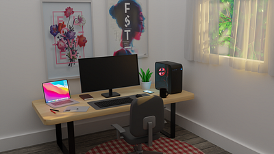 Workspace 3d blender design illustration vector