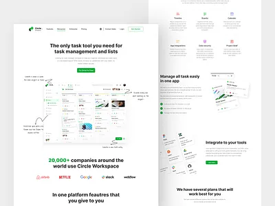 Circle - Task Management Landing Page clean design hero hero section kanban kanban board landing landing page project management project manager tool software software management task management trend ui uidesign uiux user interface web design website