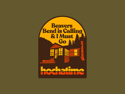 Meet Me @ Beavers Bend apparel branding cabin design flat hiking icon illustration logo oklahoma outdoors patch retro ui vector vibey vintage