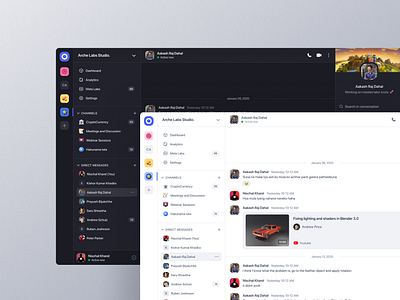 Message Dashboard app call channel chat dashboard group chat inbox message messenger app product server team ui ux video call web app