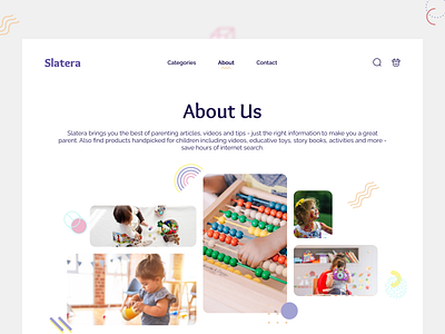 Slatera : E-com About us page about about us anant jain clean ui daily ui ecom ecommerce ecommerce website figma kids landing page minimal toys trendy ui ui design uiux web design web ui website