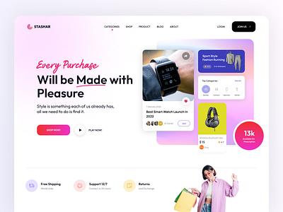 Online Shopping Landing Page e shop ecommerce home page interface landing page marketplace online shop product cart store website design websites