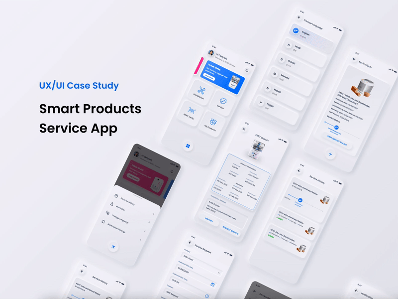 Smart Products Service App - Neomorphism 2022 trend animation app design trend interface ios minimal minimal desicn minimalism mobile app neomorphic neomorphism neumorphic design skeumorphism skeuomorphism trending ui ux xd