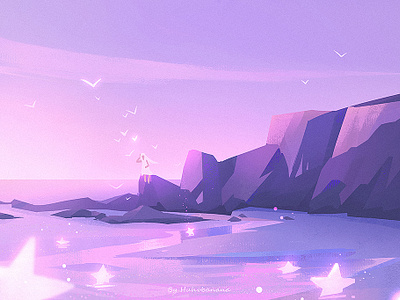 Purple dream cape design illustration sea sky star 梦幻 治愈系插画