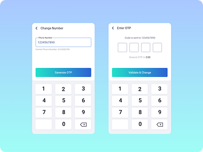 Chnage Phone Number Flow clean ui mobile app mobile design mobile ui number change ui ui design ui ux design visual design xd