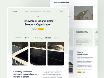 Solaria - Solar Panel Landing Page about us business card clean company green hero homepage landing page panel renewable solar solar panel tech web web design website