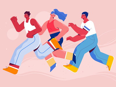 marathon 2d characterdesign design flat flat illustration flat people illustration simple vector vector people web