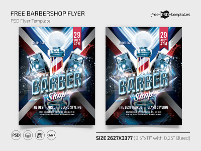 Free Barbershop Flyer in PSD barber barbershop beauty salon flyer flyer design free freebie hairdresser service services template