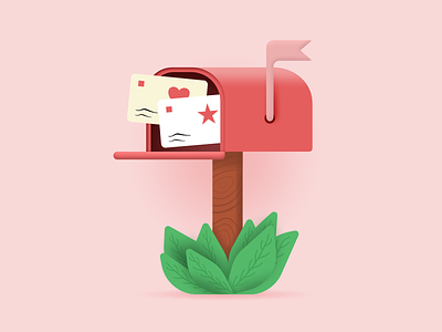 Mailbox clean flag illustration incoming info leaf leaves mail messages status story ui