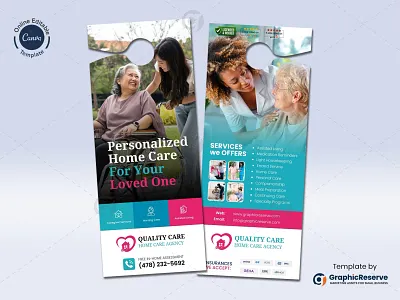 Home Care Door Hanger Design Canva Template canva door hanger customizable door hanger decluttering service door hanger template home cleanout service home helper marketing home organizing service home service marketing in home solutions for seniors maintenance service organizing service professional door hanger design senior assistance marketing senior care advertising senior care marketing senior home services senior support services tech support for seniors transportation service vista print door hanger