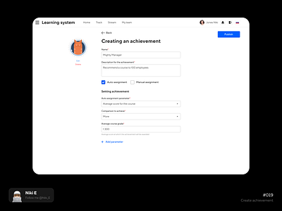Admin to create achievements achievements achievements panel admin admin panel admin panel design business panel create create achievements create design design education niki e reward panel ui ux web design webdesign
