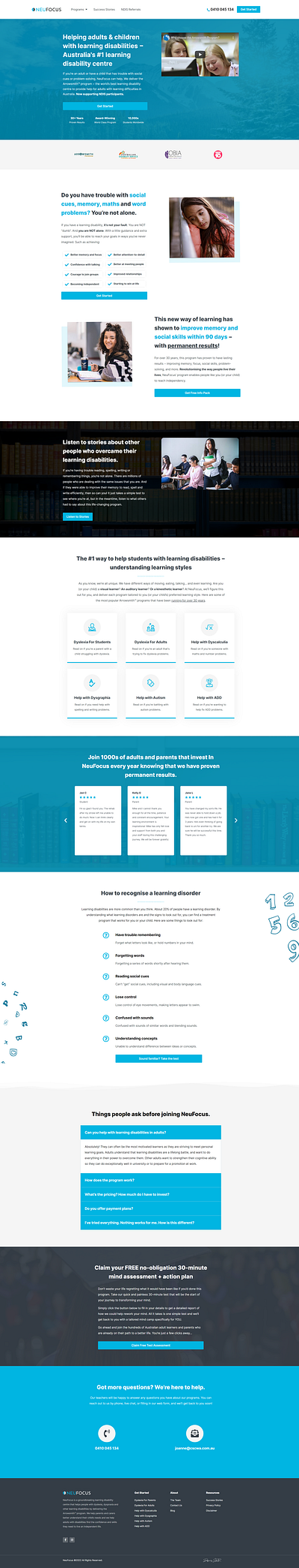 Learning Disability Website: Design + Writing + SEO + Research branding copywriting education website website