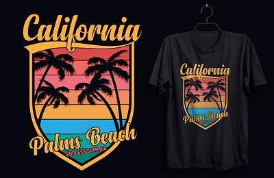 California Palms Beach T-shirt Design. custom tshirt