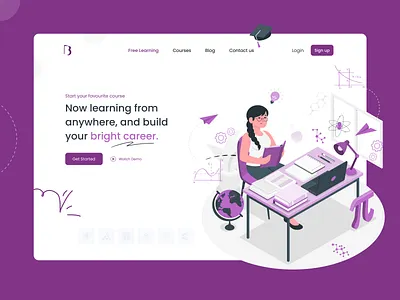 E-learning || Hero Area Exploration animation branding design education graphic design illustration landingpage logo onlinelearning ui ux vector