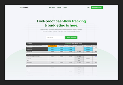 CashGPS | Landing Page Design clean figma fintech green landing page minimal saas web web design webdesign website design