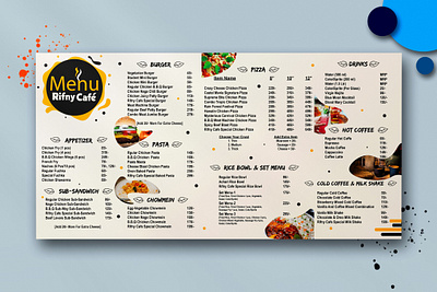 Desk View Restaurant Menu creative design custom made desk menu food menu graphic design art illustration modern design professional designers restaurant menu takeaway menu